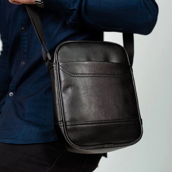 Месенджер класичний з еко шкіри гладкої, Сумка через плече кежуал чоловіча Ділова сумка месенджер | Зображення 3