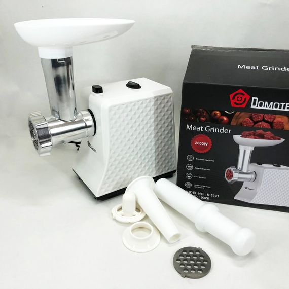 М'ясорубка електрична Domotec R3391 2000W, Потужна компактна м'ясорубка для дому, М'ясорубка 3 в 1 | Зображення 7