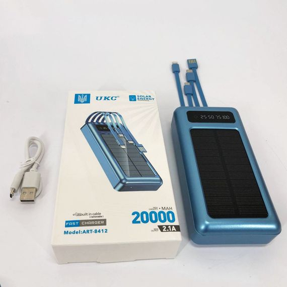 Портативное зарядное устройство на 20000mAh, Power Bank на солнечной батарее, для планшета. JA-212 Цвет: синий | Зображення 5