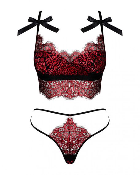 Комплект мереживної білизни, Obsessive Redessia, червоний, S/M sexstyle | Зображення 2