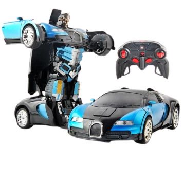 Машинка трансформер Bugatti Robot Car Size 18 спорткар/бойовий робот підсвічування синє (WM-3371_290) | Зображення 6