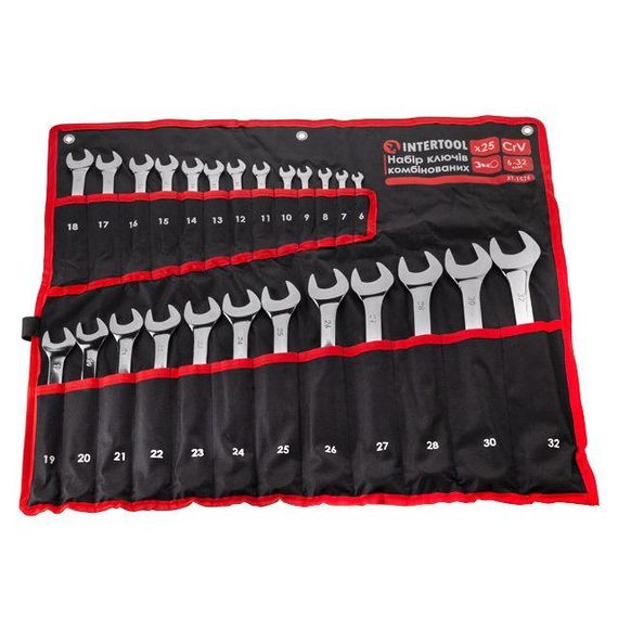 Набір комбінованих ключів 26 од., 6-32 мм, PROF, чохол INTERTOOL XT-1526