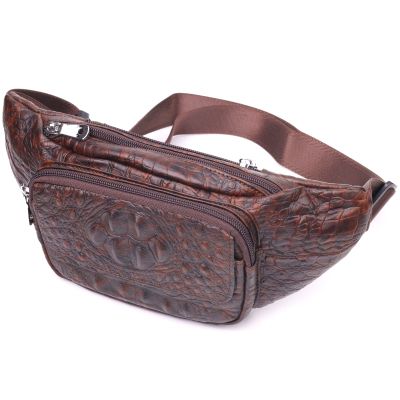 Сумка Vintage З натуральної шкіри з фактурою під крокодила Коричнева (21298)
