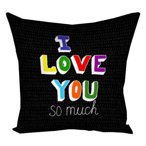 Подушка габардинова з принтом I love you so much 40x40 см (4P_WOL036)
