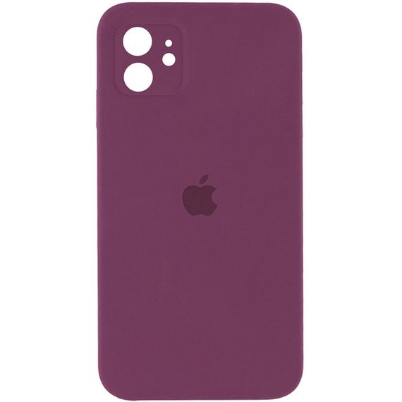 Чехол Silicone Case Square Full Camera Protective (AA) для Apple iPhone 11 (6.1") Бордовий/Maroon