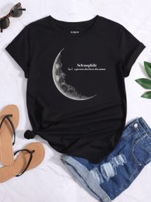 Футболка жіноча з принтом повсякденна XL Чорний