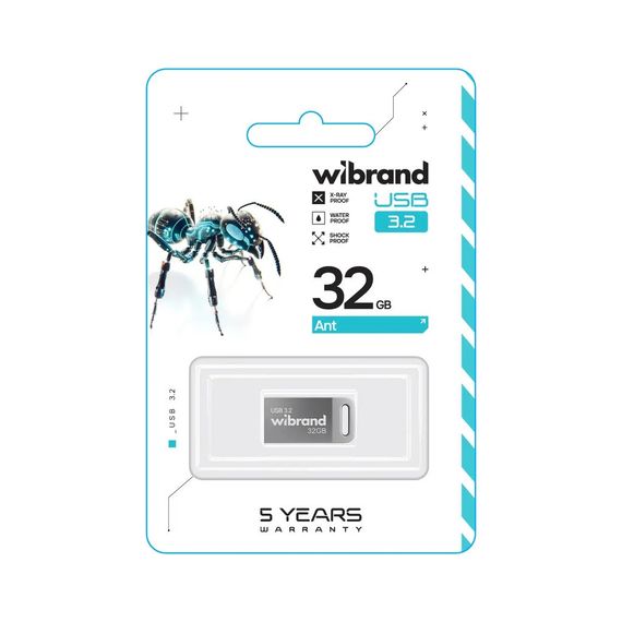 USB флеш накопичувач Wibrand 32GB Ant Silver USB 3.2 Gen 1 (USB 3.0) (WI3.2/AN32M4S) | Зображення 1
