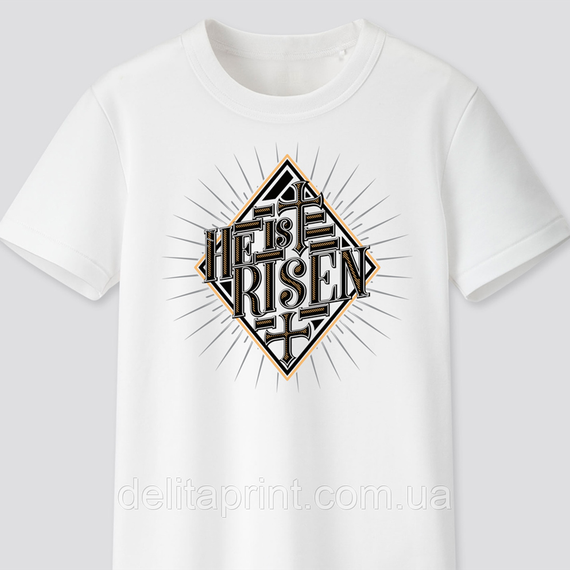Футболка з християнським принтом He is Risen, Він Воскрес. FH-1