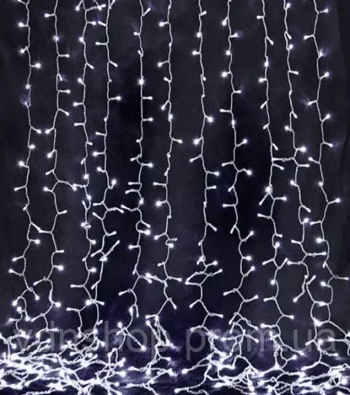 Новорічні гірлянди. Гірлянда водоспад 320-400L 3x3м (10х32 Ламп) Біла (7150)