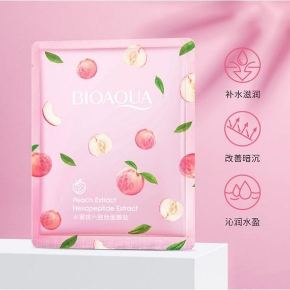 Тканевая маска для лица с экстрактом персика BIOAQUA Peach Extract Hexapeptide Extract | Зображення 1