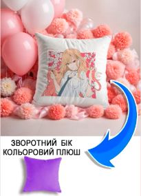 Подушка плюшева Мерч Крафт Дизайн з принтом аніме marin kitagava 04 бузковий плюш квадратна 33х33 см