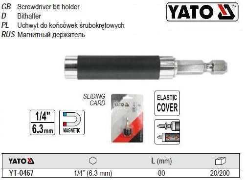 Тримач біт насадок 1/4" х80 мм магніт Польша YATO YT-0467