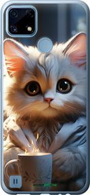 Чохол на Realme C21 Білий кіт "5646u-2321-2448"