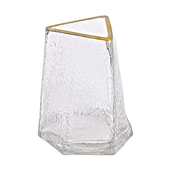 Стеклянная ваза для цветов, декоративный треугольник с золотой каймой, 16 см HP-1709 | Зображення 2