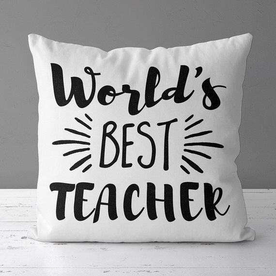 Подушка габардинова з принтом World's best teacher 40x40 (4P_TCH015)
