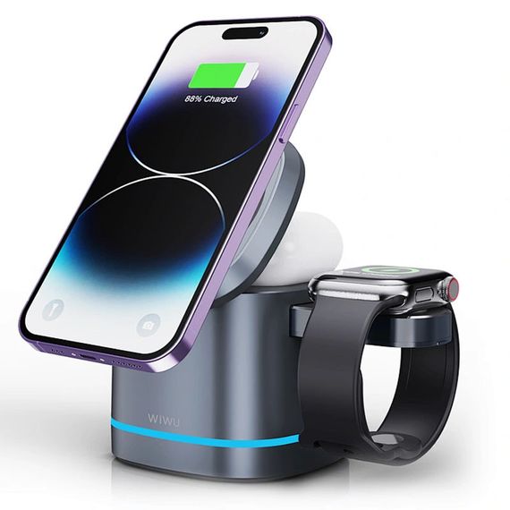 БЗП WIWU Wi-W024 3 in 1 wireless charger | Зображення 1