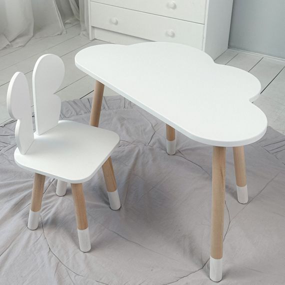 Стіл  хмарка і стільчик дитячий білий метелик. Столик для занять, ігор, їжі | Зображення 5