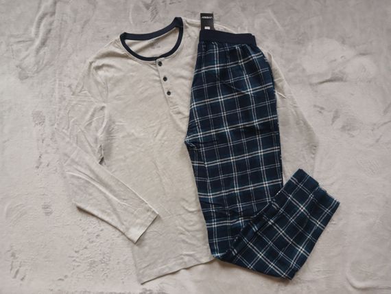 Мужская пижама домашний костюм с фланелевыми штанами