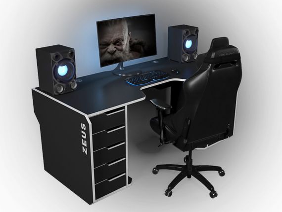 Стол геймерский эргономичный ZEUS Viking-1S черныйбелый | Зображення 5