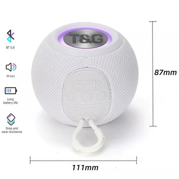 Бездротова потужна колонка TG337 з Bluetooth, RGB-підсвічуванням та радіо. Колір: білий | Зображення 4