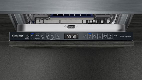 Посудомийна машина Siemens вбудована, 10компл., A+++, 45см, дисплей, 3й кошик, Zeolith, чорний (SR65ZX65MK) | Зображення 1