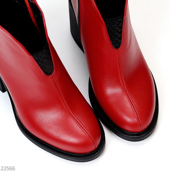 Яркие красные кожаные ботильоны — универсальная элегантность | Зображення 2