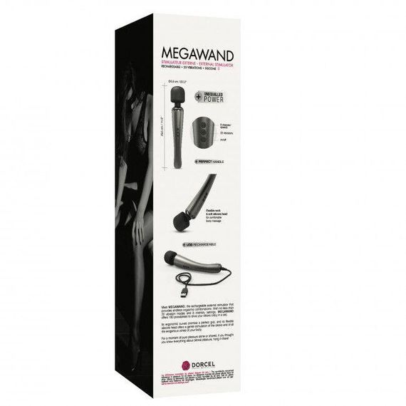 Мощный вибромассажер Dorcel Megawand Chrome Silver перезаряжаемый, 160 режимов sexstyle | Зображення 14