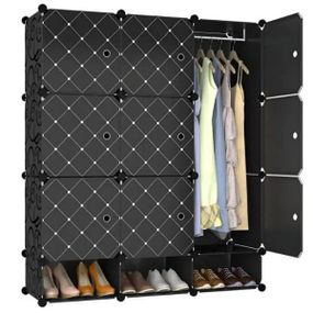 Шафа складана пластикова 110*37*127см для одягу та взуття 10136 Чорна