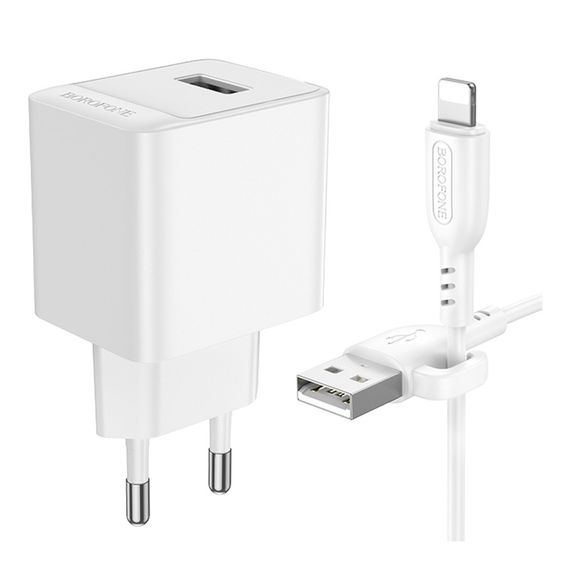 Сетевое Зарядное Устройство Borofone BAS11A 1USB 2.1A+USB to Lightning | Зображення 5