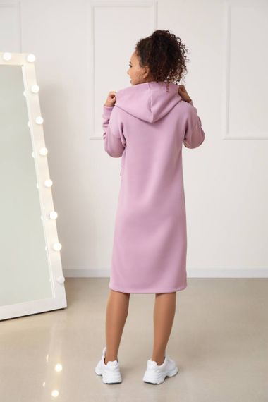 Женское теплое платье-худи в спортивном стиле на флисе GF2556 размер 50/52, цвет фрезовый | Зображення 1