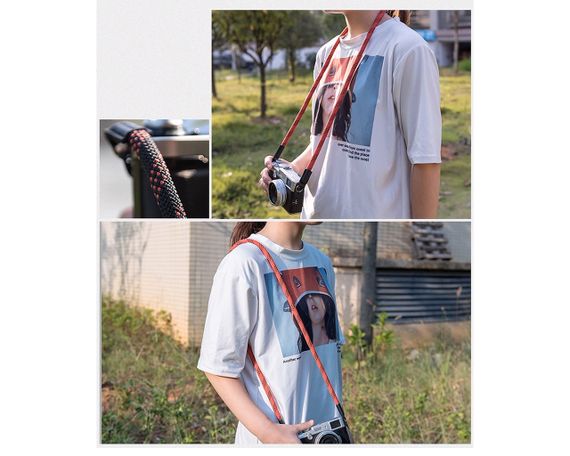 Універсальний ремінь шнурок для фотокамери текстильний червоний CAMERA STRAP, ремені на фотоапарат | Зображення 1