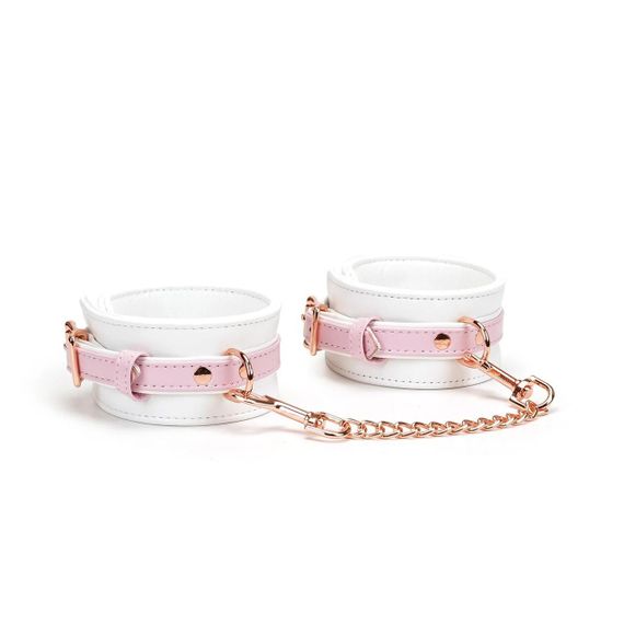 Наручники Liebe Seele White & Pink Fairy Goat Leather Hand Cuffs Sex Aura