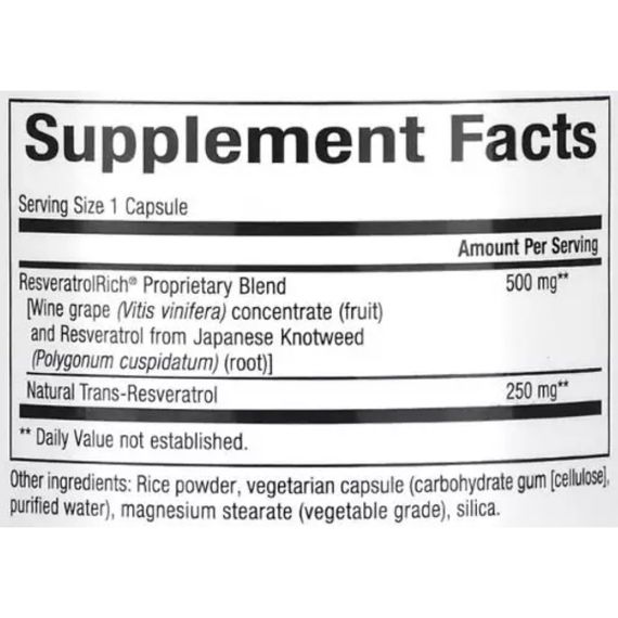 Ресвератрол Natural Factors Resveratrol Rich Super Strength Resveratrol Concentrate 60 Veg Caps | Зображення 1