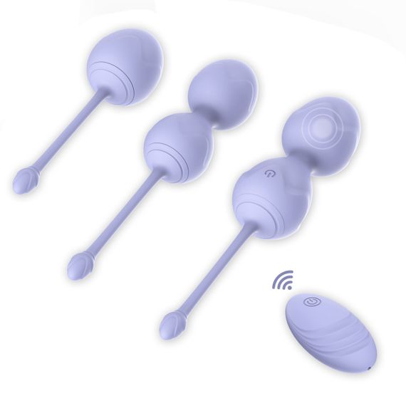 Набір вагінальних віброкульок Every Night Toys Lela, 3 шт, з дистанційним пультом, бузковий Sex Aura