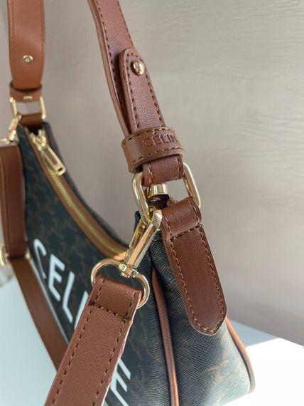 Сумка жіноча  Celine Ava Bag In Triomphe Canvas and Calfskin Tan brown Селін коричнева 072 | Зображення 5