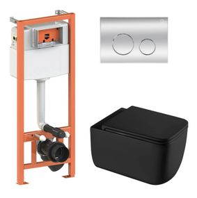 Набір Qtap Nest 4 в 1 підвісний унітаз Gemini Ultra Quiet 530х365х373 + комплект інсталяції QT2533076EUQMB46174