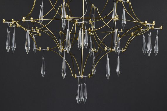 Люстра світлодіодна підвісна LED світильник для квартири на стелю лед 27872 Золото 65-180х60х60 см. | Зображення 7