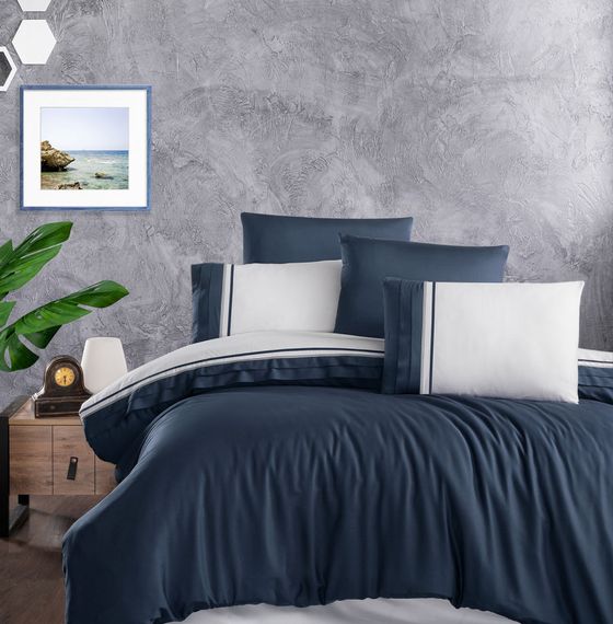 Комплект постільної білизни First Choice Deluxe Satin 200х220 Groovy Denim