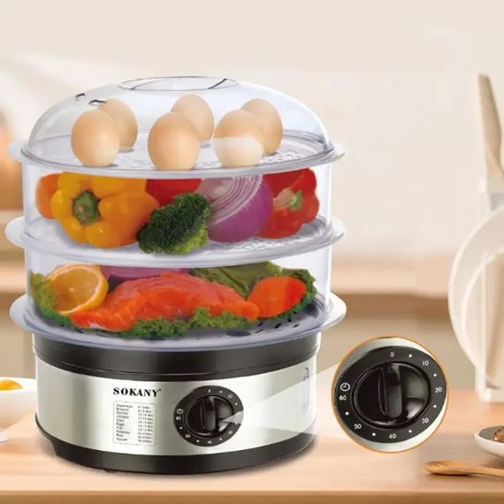 Электрическая пароварка 3-уровневая 650Вт, 11л, Sokany SK-07018 / Мантоварка электрическая / Электропароварка | Зображення 6