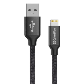 Кабель USB Lightning ColorWay CW-CBUL007-BK 2,4A 2м чорний