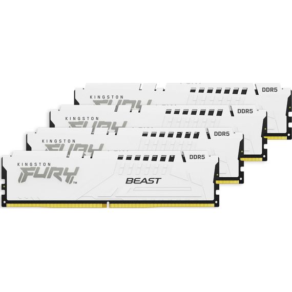 Модуль памяти для компьютера DDR5 128GB (4x32GB) 5600 MHz FURY Beast White Kingston Fury (ex.HyperX) (KF556C40BWK4-128) | Зображення 2