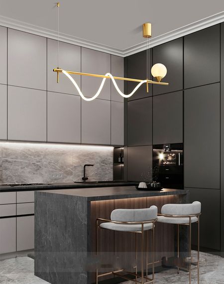 Люстра світлодіодна стельова LED світильник для квартири на стелю лед 27146 Латунь 40-122х30х120 см. | Зображення 9