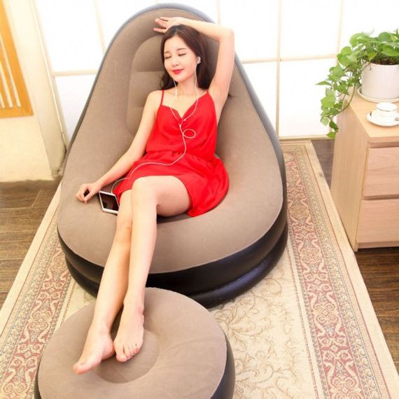 Надувное кресло с пуфом для отдыха AIR SOFA велюровое IH-50 | Зображення 7