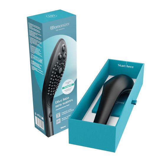 Насадка-стимулятор для душу 2в1 Womanizer Wave Black, масажер для інтимних зон | Зображення 5