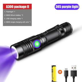 Ліхтар УФ HOSPORT 3400mAh LED UV 365nm Flashlight з акумулятором 18650 lithium battery Чорний (sv1884)