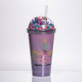 Пластиковый стакан с трубочкой и крышкой 400 (мл) многоразовый пластиковый стакан Фиолетовый HP-18-2V