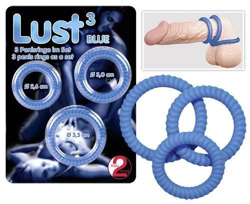 Набір кілець Lust 3 Blue sexstyle | Зображення 1