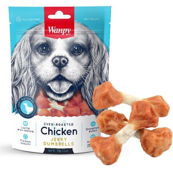 Wanpy Chicken Jerky Dumbbells ванпи кость-гантель з в'яленою куркою ласощі для собак 0.1кг