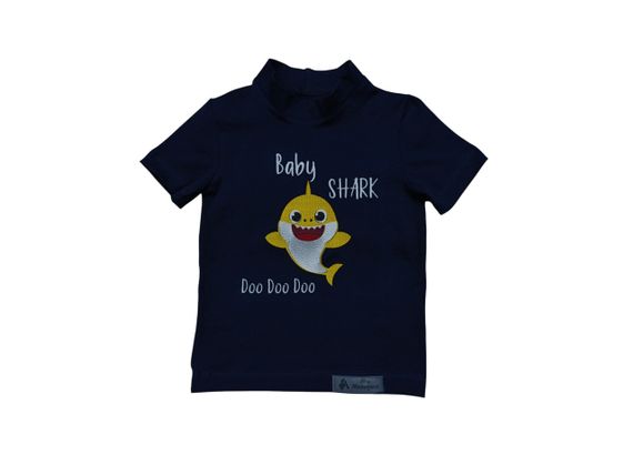 Футболка дитяча трикотажна темно-синій з вишивкою акуляченя BABY SHARK 122 | Зображення 2
