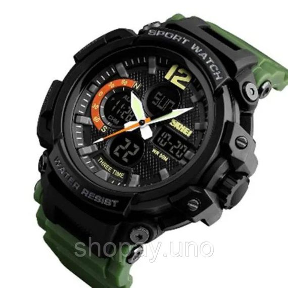 Годинник наручний чоловічий SKMEI 1343AG ARMY GREEN, годинник тактичний протиударний. Колір: зелений | Зображення 7